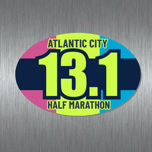 Atlantic City Marathon Magnet - 13.1 Oval Green/Pink/Blue