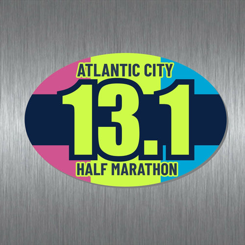 Atlantic City Marathon Magnet - 13.1 Oval Green/Pink/Blue